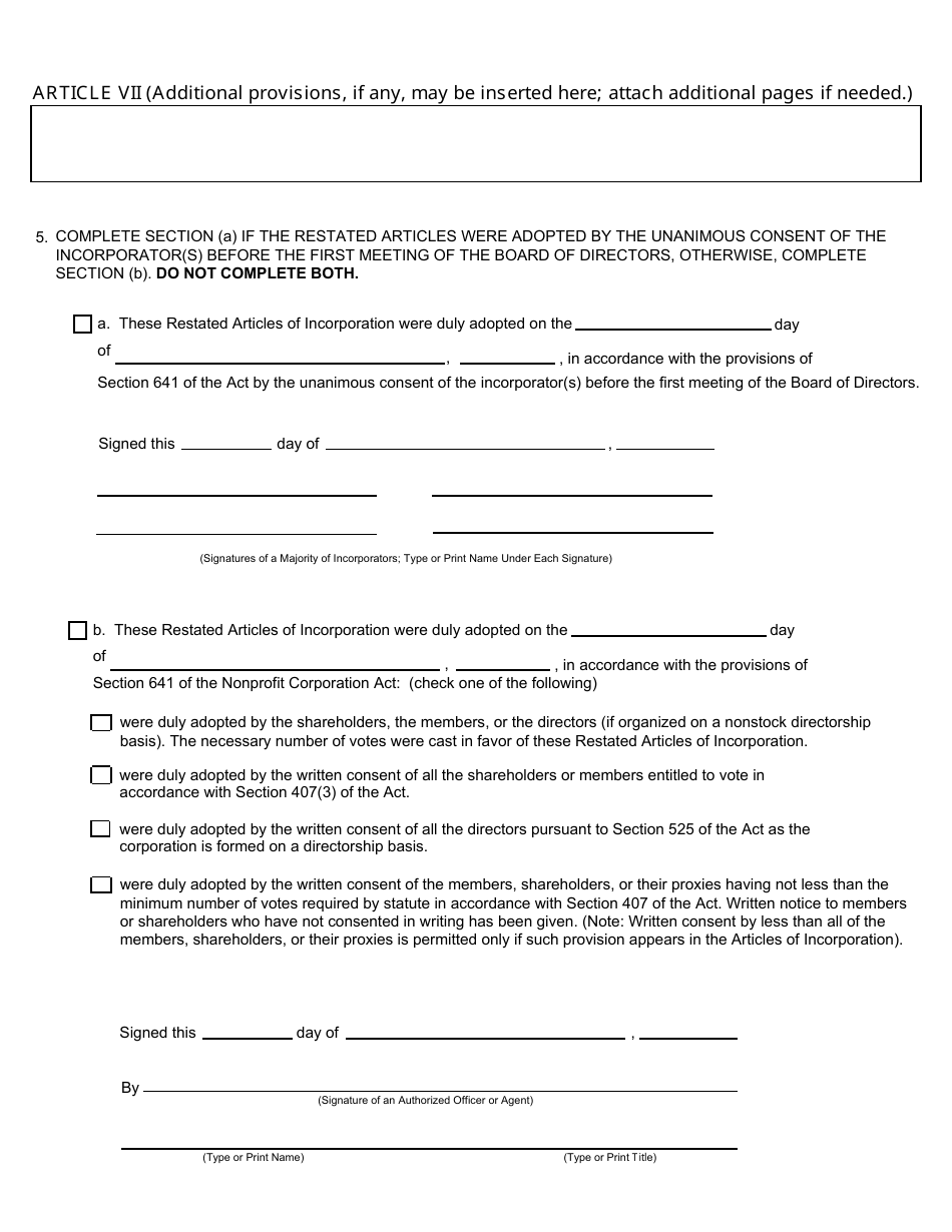 Form CSCL / CD-510C Restated Articles of Incorporation - Michigan, Page 3