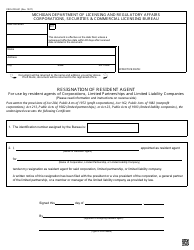 Document preview: Form CSCL/CD-521 Resignation of Resident Agent for Use by Resident Agents of Corporations, Limited Partnerships and Limited Liability Companies - Michigan