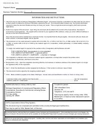 Form CSCL/CD-521 Resignation of Resident Agent for Use by Resident Agents of Corporations, Limited Partnerships and Limited Liability Companies - Michigan, Page 2