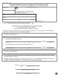 Document preview: Form CSCL/CD-522 Certificate of Appointment of Resident Agent for Use by Domestic Corporations - Michigan