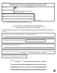 Document preview: Form CSCL/CD-543 Certificate of Termination of Assumed Name for Use by Corporations, Limited Partnerships and Limited Liability Companies - Michigan