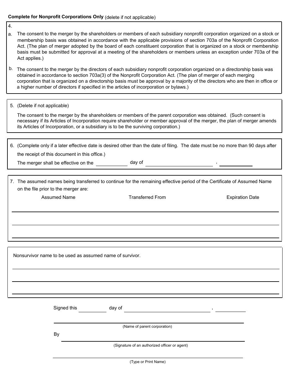 Form CSCL / CD-551 Certificate of Merger for Use by Parent and Subsidiary Corporations - Michigan, Page 3