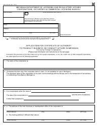 Document preview: Form CSCL/CD-560 Application for Certificate of Authority to Transact Business or Conduct Affairs in Michigan for Use by Foreign Corporations - Michigan