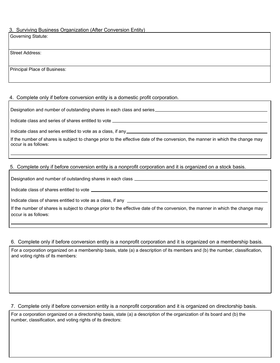 Form CSCL / CD-554 Certificate of Conversion for Use by a Corporation Converting Into a Business Organization - Michigan, Page 2