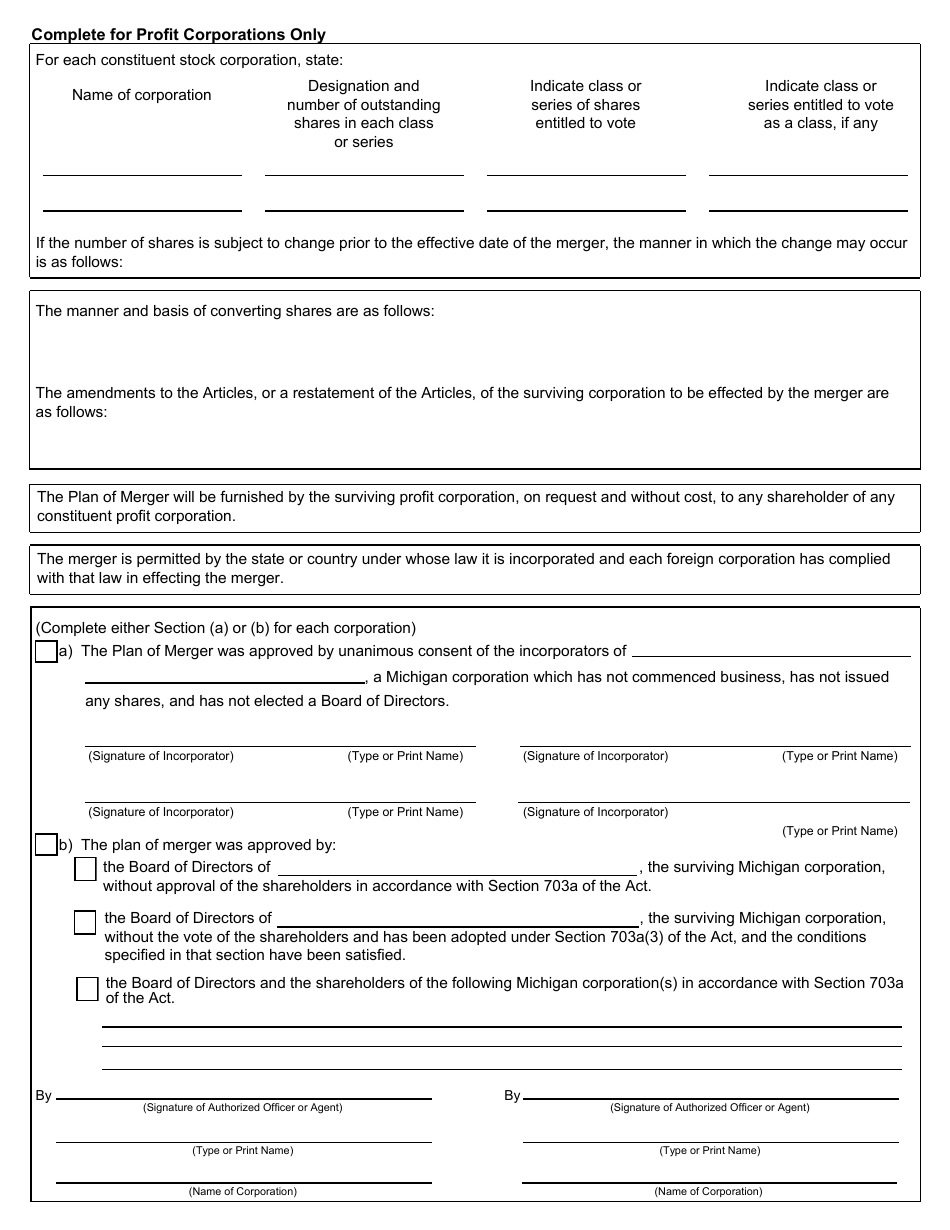 Form CSCL / CD-550M Certificate of Merger - Cross Entity Merger for Use by Corporations, Limited Liability Companies, and Limited Partnerships - Michigan, Page 3