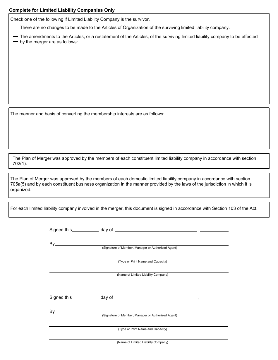 Form CSCL / CD-550M Certificate of Merger - Cross Entity Merger for Use by Corporations, Limited Liability Companies, and Limited Partnerships - Michigan, Page 6