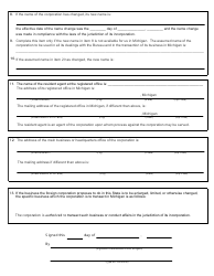 Form CSCL/CD-562 &quot;Amended Application for Certificate Ofauthority to Transact Business in Michigan for Use by Foreign Profit Corporations&quot; - Michigan, Page 2