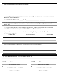 Form CSCL/CD-750 Certificate of Merger for Use by Limited Liability Companies - Michigan, Page 2