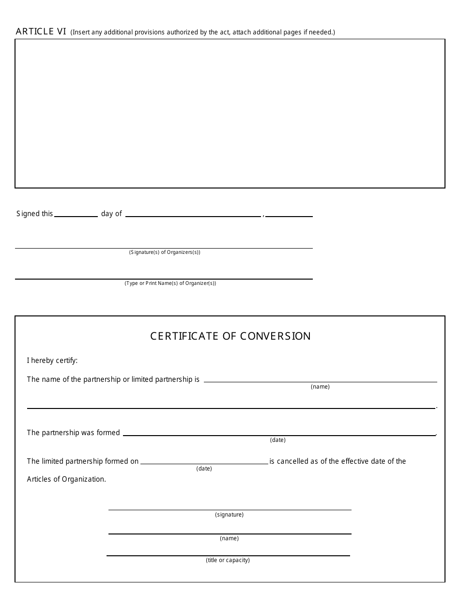 Form CSCL / CD-753P Articles of Organization and Certificate of Conversion - Michigan, Page 2