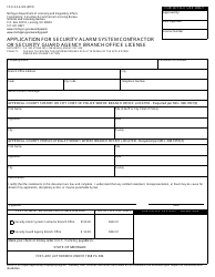 Document preview: Form CSCL/LSA-020 Application for Security Alarm System Contractor or Security Guard Agency Branch Office License - Michigan