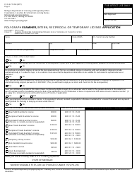 Form CSCL/LPY-050 Polygraph Examiner,intern, Reciprocal or Temporary License Application - Michigan