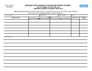Document preview: Form 2008A Request for Change in the Major Street System - Michigan