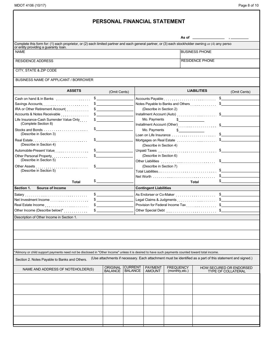 Form 4106 Small Business Program Application - Michigan, Page 8