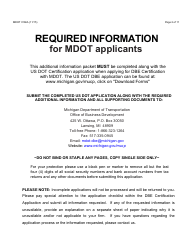 Form 0166A Dbe Certification Additional Information Required - Michigan, Page 2