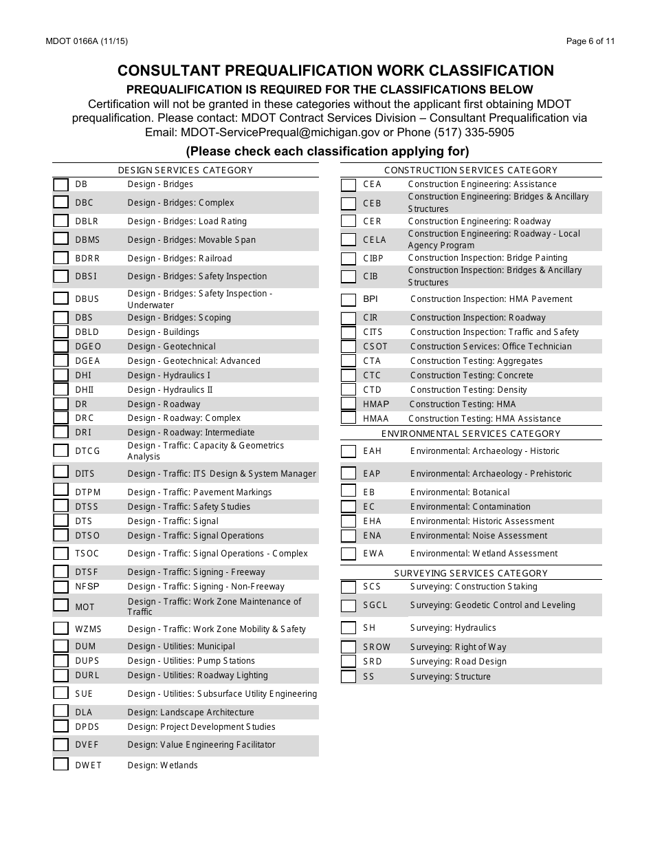 Form 0166A Dbe Certification Additional Information Required - Michigan, Page 6