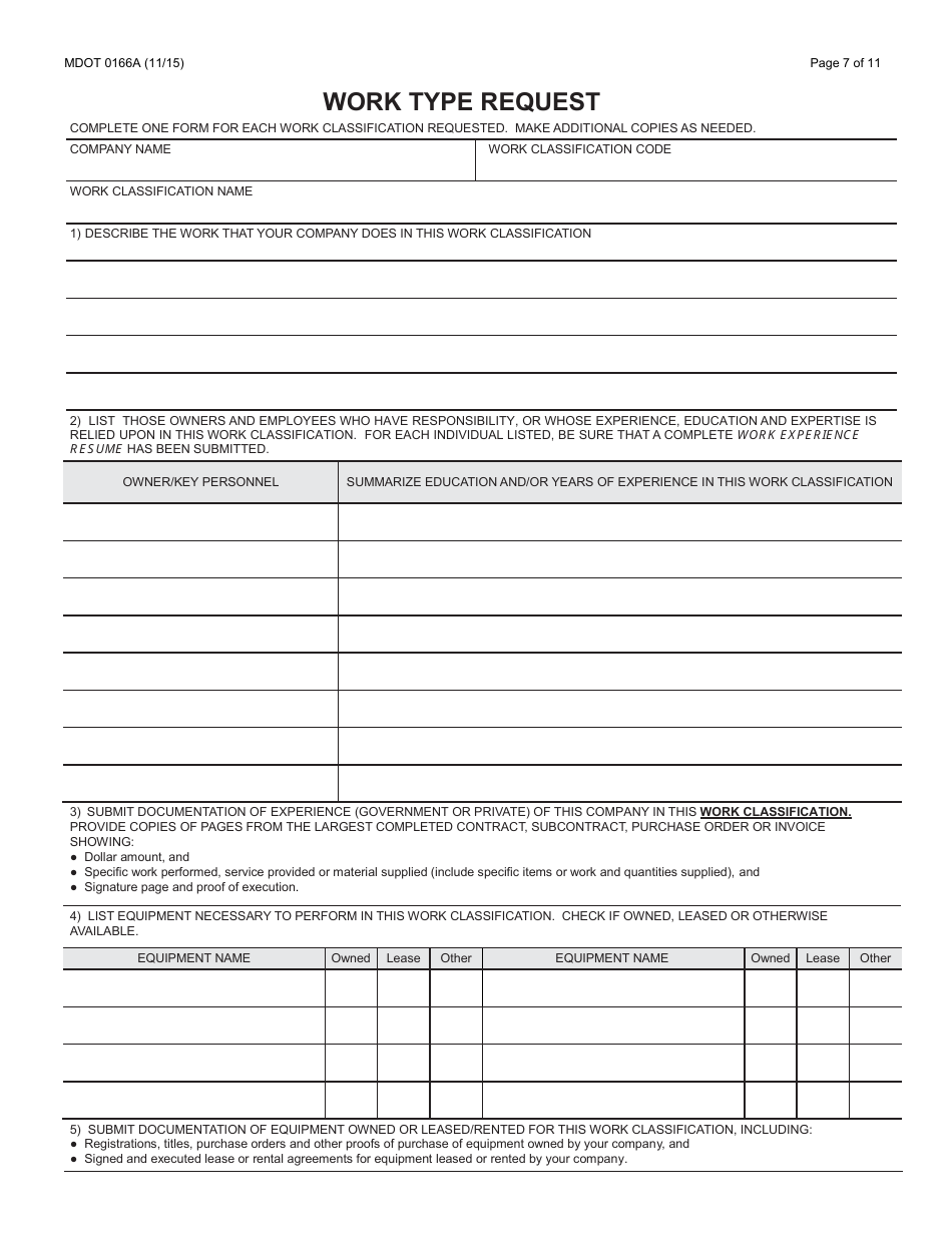 Form 0166A Dbe Certification Additional Information Required - Michigan, Page 7