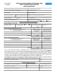 Form 4101 &quot;Disadvantaged Business Enterprise (Dbe) Heavy Construction Trucking Credit Worksheet&quot; - Michigan