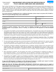 Document preview: Form 0106 Sub-recipient Application for Certification of Title VI and EEO Compliance and Assurances - Michigan