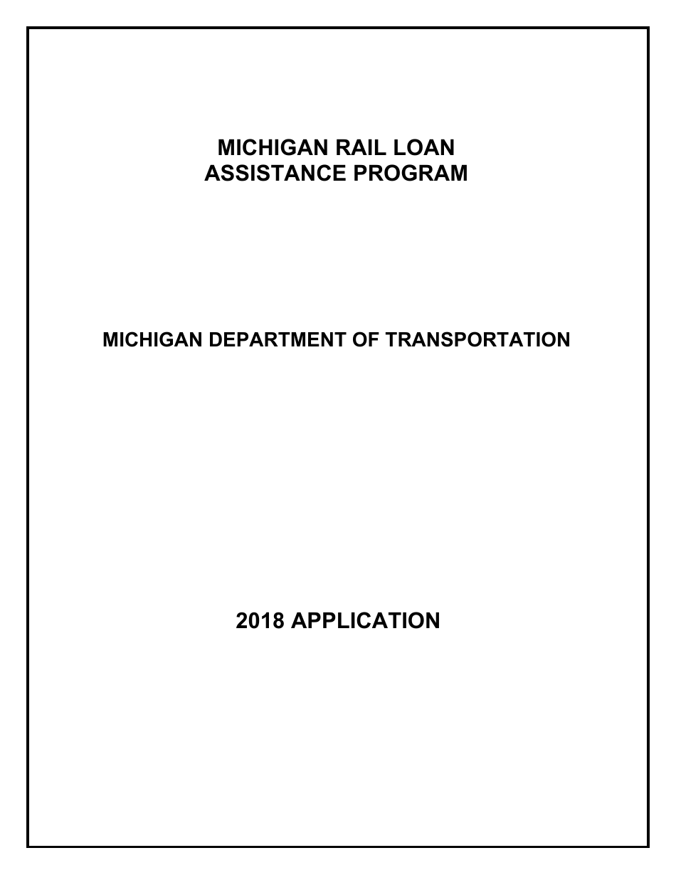 Form 3052 Michigan Rail Loan Assistance Program Application - Michigan, Page 1