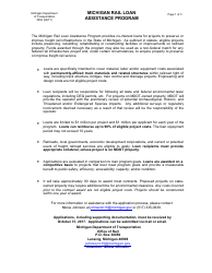 Form 3052 Michigan Rail Loan Assistance Program Application - Michigan, Page 2