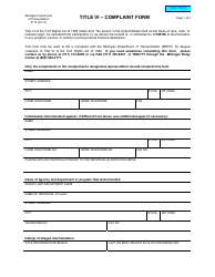Document preview: Form 0112 Title VI - Complaint Form - Michigan