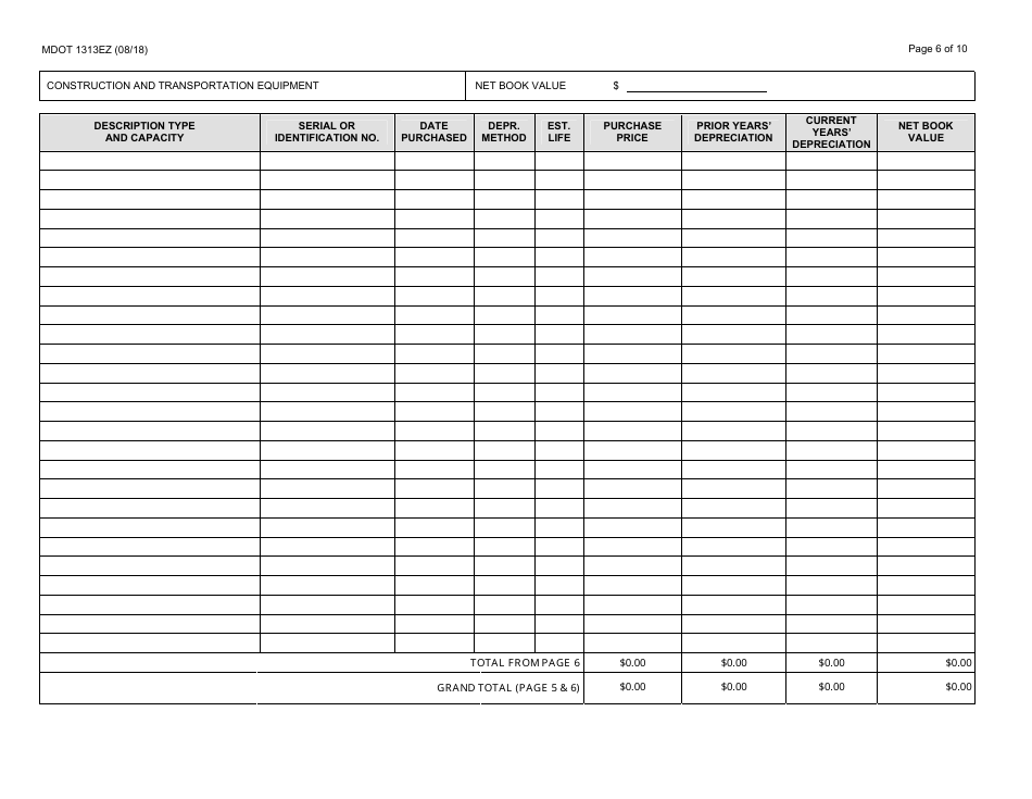 Form 1313EZ Confidential Construction Prequalification Renewal Application - Michigan, Page 6