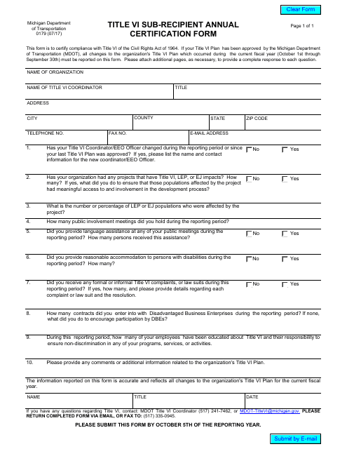 Form 0179  Printable Pdf