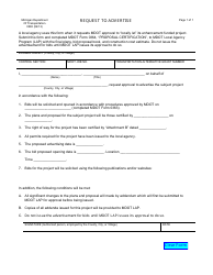 Document preview: Form 0365 Request to Advertise - Local Agency Program - Michigan