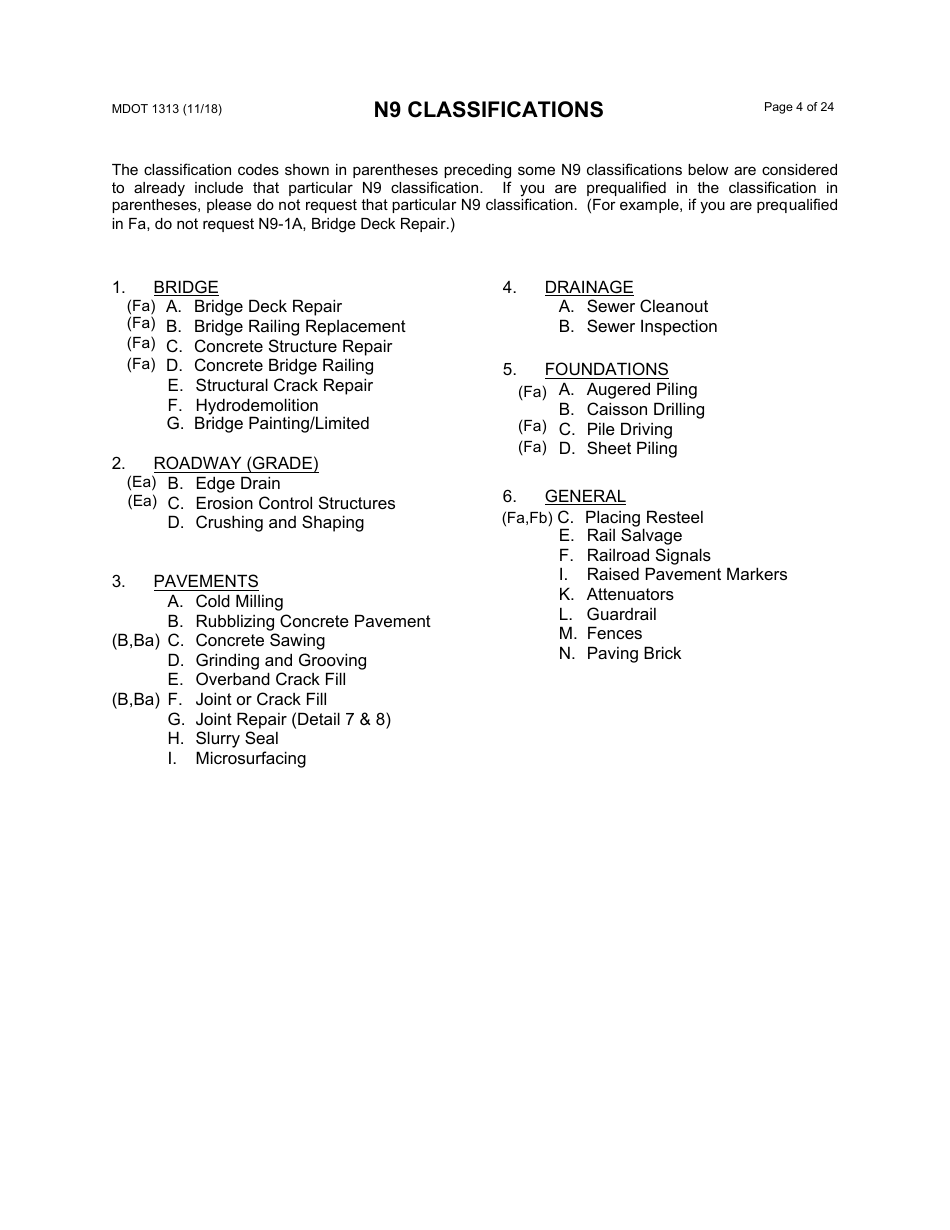 Form 1313 Confidential Construction Prequalification Application - Michigan, Page 4