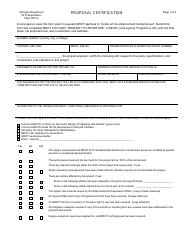 Document preview: Form 0364 Proposal Certification - Michigan