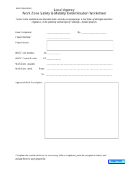 Document preview: Form MDOT0369 Work Zone Safety & Mobility Determination Worksheet - Michigan