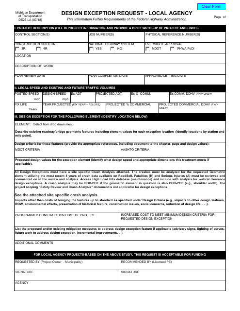 Form DE26-LA  Printable Pdf