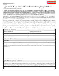 Form 5511 Application to Request Board of Review Member Training Program Material - Michigan