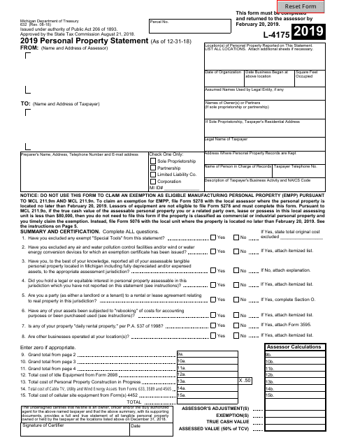 Form 632 (L-4175) 2019 Printable Pdf