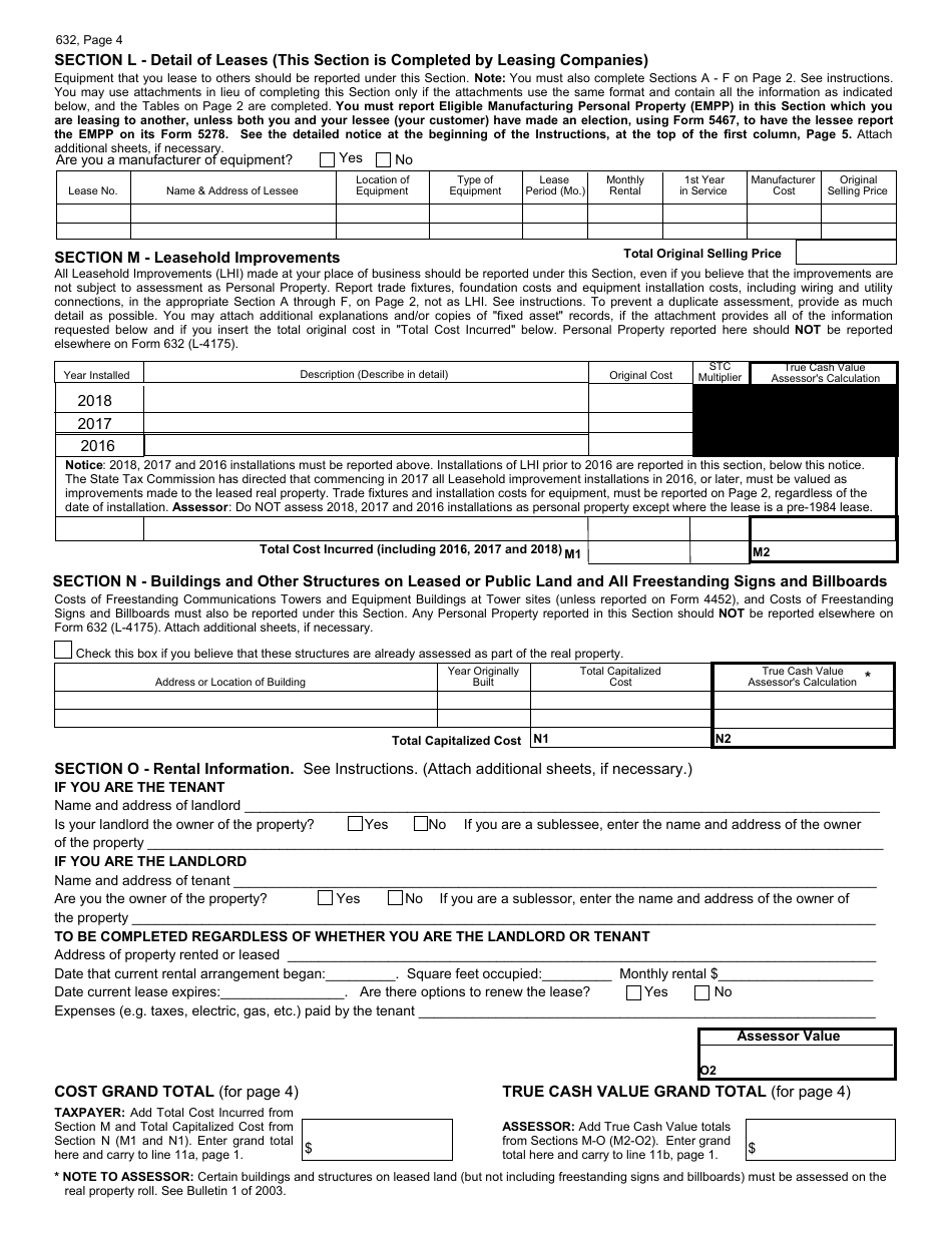 Form 632 (L-4175) Personal Property Statement - Michigan, Page 4