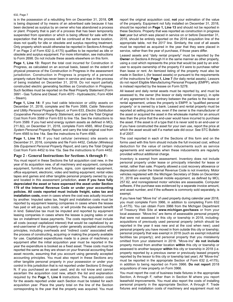 Form 632 (L-4175) Personal Property Statement - Michigan, Page 7