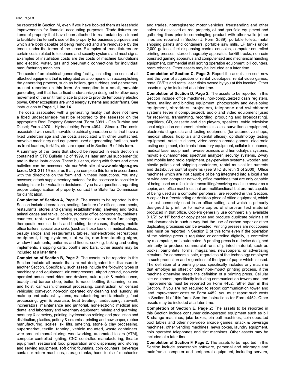 Form 632 (L-4175) Personal Property Statement - Michigan, Page 8