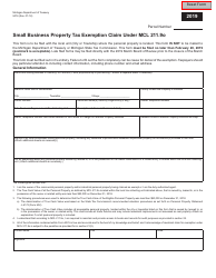 Form 5076 Small Business Property Tax Exemption Claim Under Mcl 211.9o - Michigan