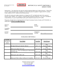 Document preview: Motorcycle Safety Materials Order Form - Michigan