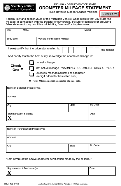 Form Bdvr 108 Fill Out Sign Online And Download Fillable Pdf