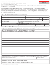 Document preview: Form TR-13A Application for Salvage Vehicle Inspection - Michigan