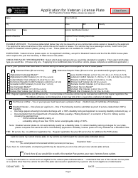 Form BDVR-87 Application for Veteran License Plate - Michigan