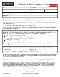 Document preview: Form SOS-445 Application for Special Organization License Plate - Michigan