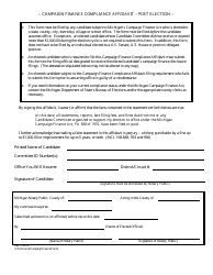 Document preview: Campaign Finance Compliance Affidavit - Post Election - Michigan