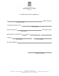 Document preview: Certificate of Acceptance - Michigan