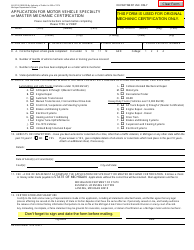 Document preview: Form AR-0018 Application for Motor Vehicle Specialty or Master Mechanic Certification - Michigan