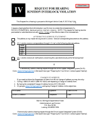 Document preview: Request for Hearing - Ignition Interlock Violation - Michigan