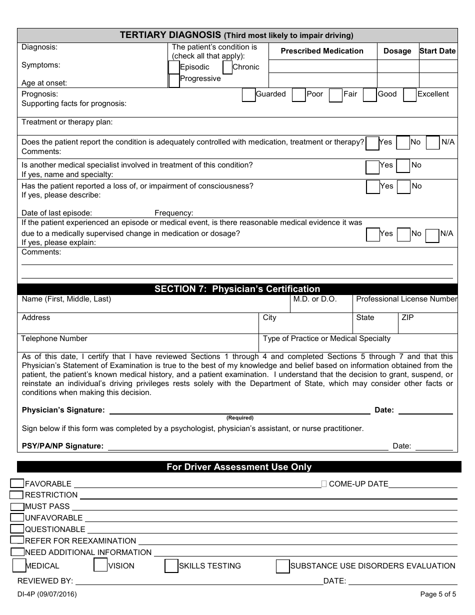 Form DI-4P - Fill Out, Sign Online and Download Fillable PDF, Michigan ...