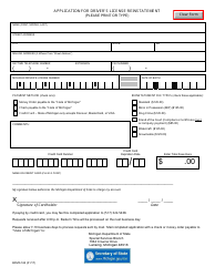 Document preview: Form BDVR-162 Application for Driver's License Reinstatement - Michigan