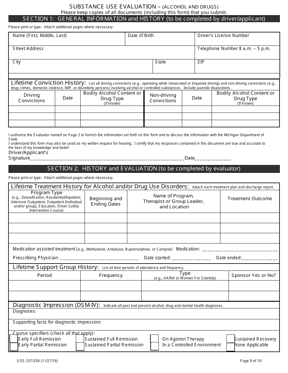Form SOS-257 / 258 Request for an Administrative Review - Michigan, Page 9